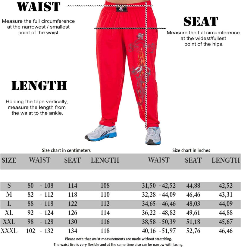 BIG SM SPORTSWEAR MUSCLEWEAR Herren Sporthose Jogginghose Trainingshose Bodyhose Bodybuilding rot 10