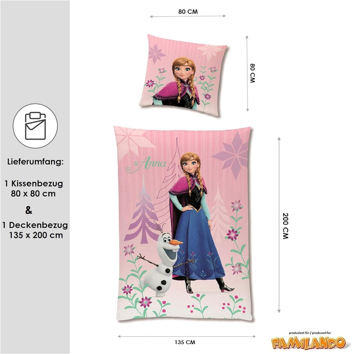 Disney Die Eiskönigin Bettwäsche Set 135x200 80x80 cm · Frozen Mädchenbettwäsche mit Anna und ELSA ·