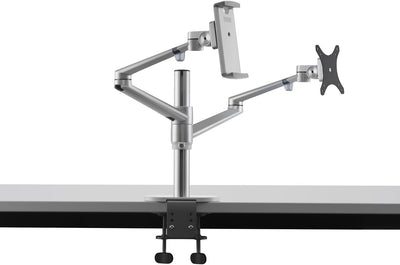 ThingyClub® Adjustable Aluminium Universal Tablet & Monitor Desk Mount Dual Arms Stand Bracket with