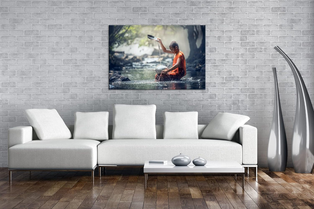 deyoli Buddhistischer Mönch Format: 80x60 als Leinwand, Motiv fertig gerahmt auf Echtholzrahmen, Hoc
