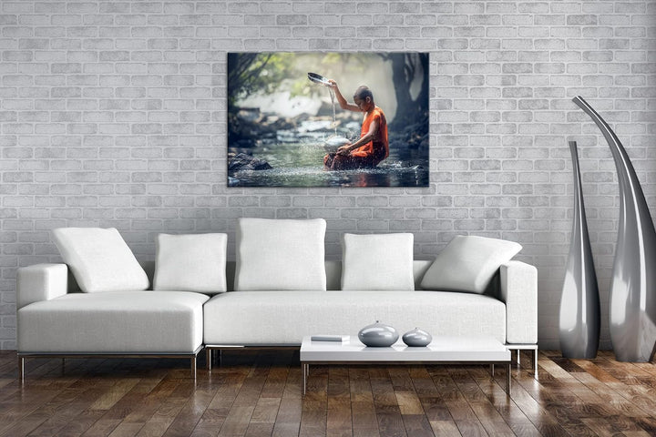 deyoli Buddhistischer Mönch Format: 80x60 als Leinwand, Motiv fertig gerahmt auf Echtholzrahmen, Hoc