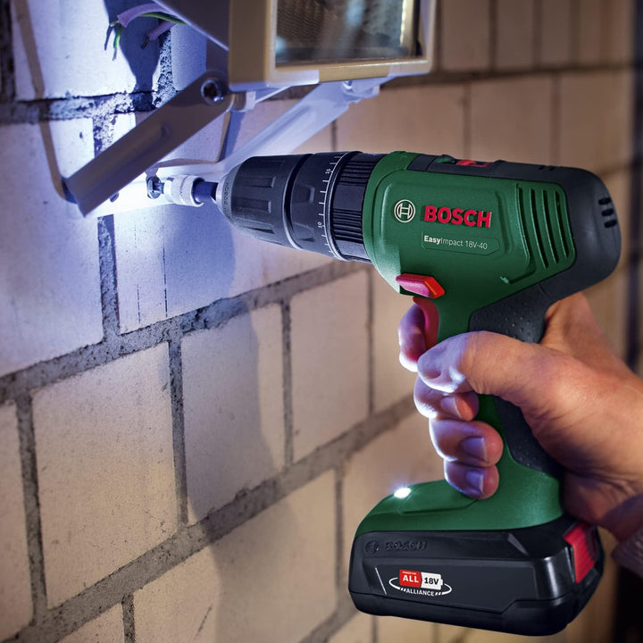 Bosch Home and Garden Akku Schlagbohrschrauber EasyImpact 18V-40 (2x Akku 2,0 Ah, 18 Volt System, mi