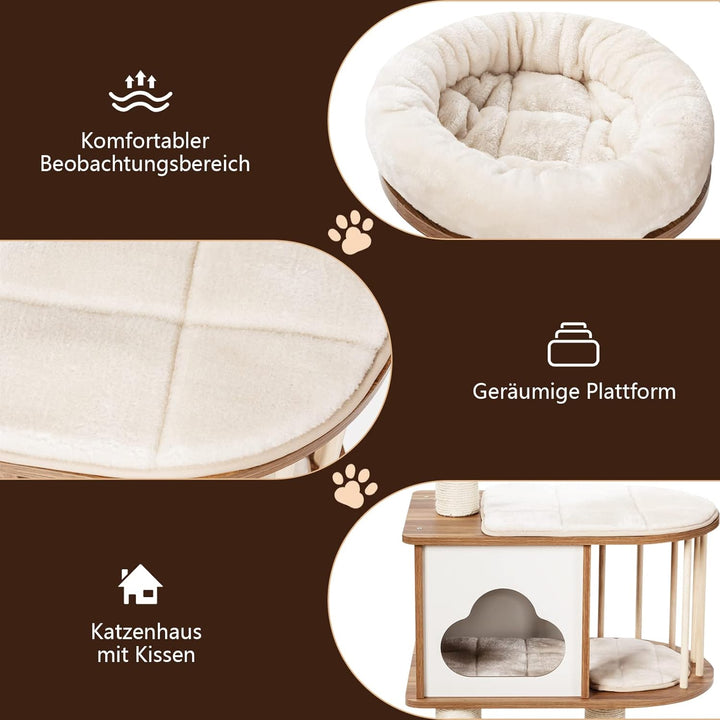 GYMAX Kratzbaum Stabiler Katzenbaum Katzenmöbel Katzenkratzbaum Kletterbaum für Katzen Höhe 117 cm (
