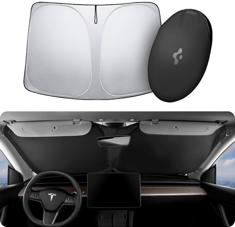 Spigen Tesla Model 3 2021 - Highland 2024 Model Y Auto Sonnenschutz, Frontscheibe Sonnenschutz, UV-S