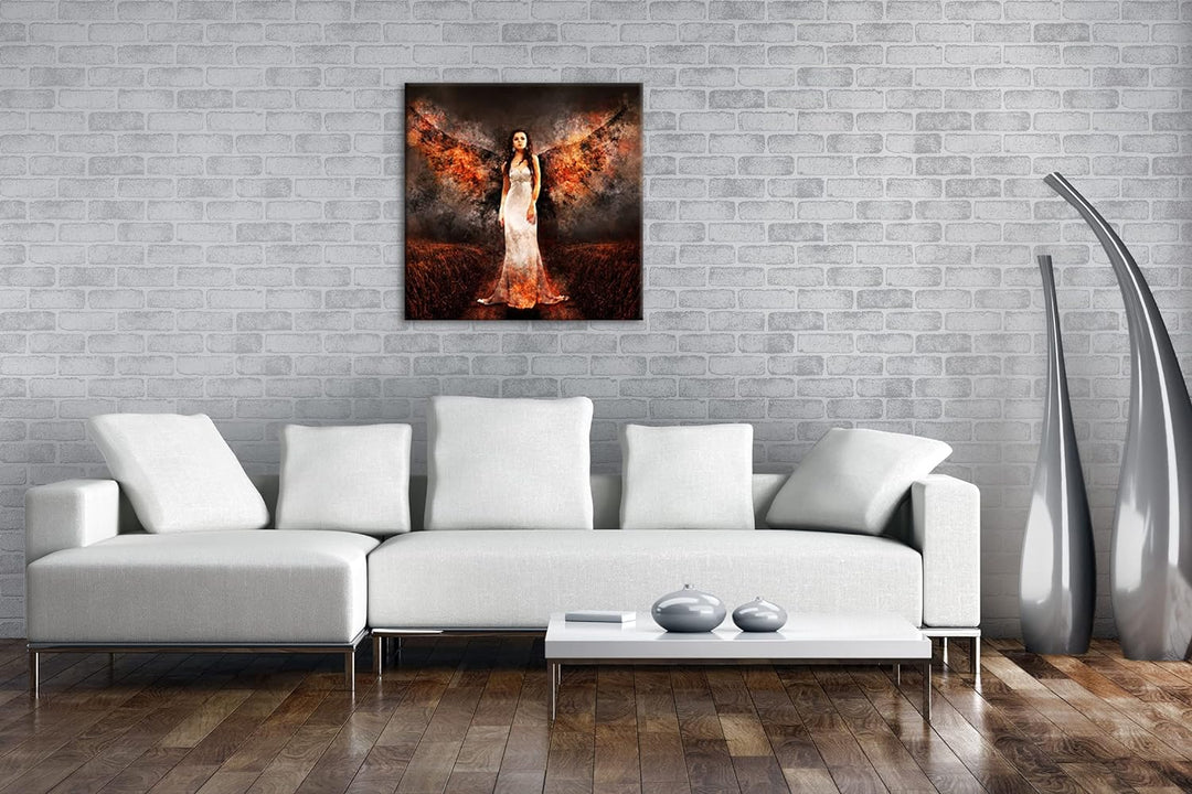 deyoli feuriger Engel Format: 60x60 als Leinwandbild, Motiv fertig gerahmt auf Echtholzrahmen, Hochw