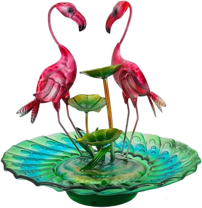 abc HOME | Zimmerbrunnen Flamingos | Glas, Metall | 40 cm H