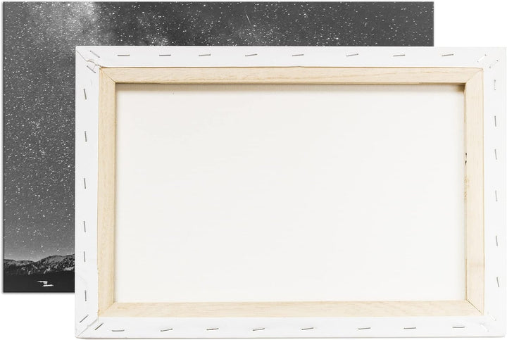 Hoch über den Bergen Effekt: Schwarz&Weiss, Format: 80x60 als Leinwandbild, Motiv fertig gerahmt auf