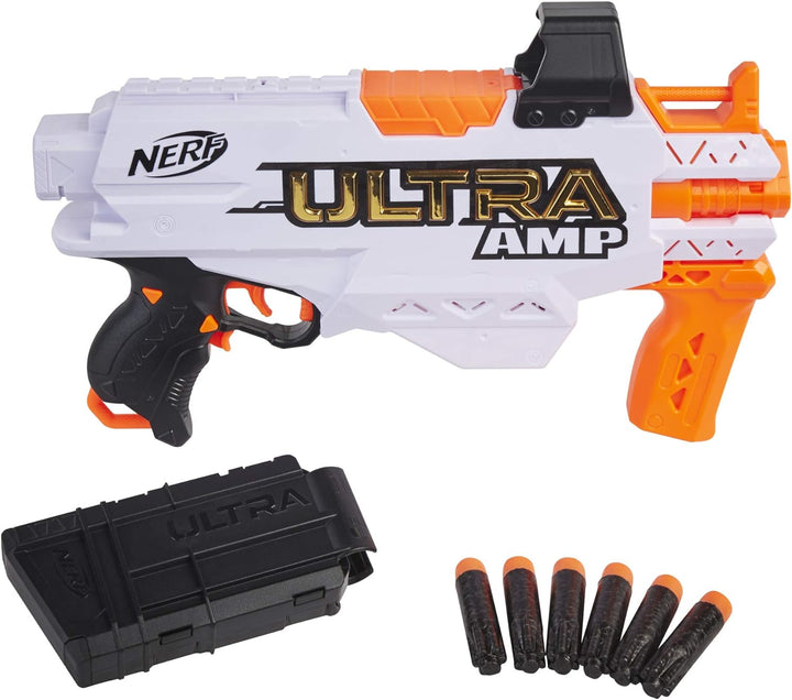 NERF Ultra Amp Motorized Blaster, 6-Dart Clip, 6 Ultra Darts, Compatible Only Ultra Darts