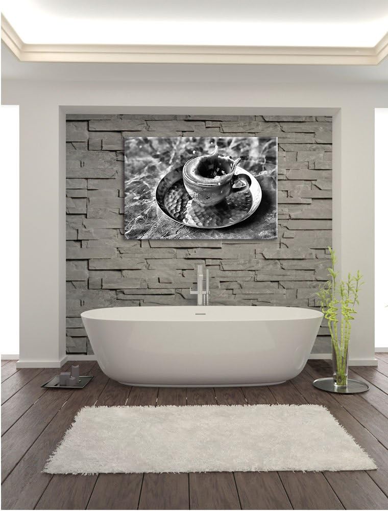 Pixxprint Kaffee spritzt aus Tasse als Leinwandbild/Grösse: 100x70 / Wandbild/Kunstdruck/fertig besp