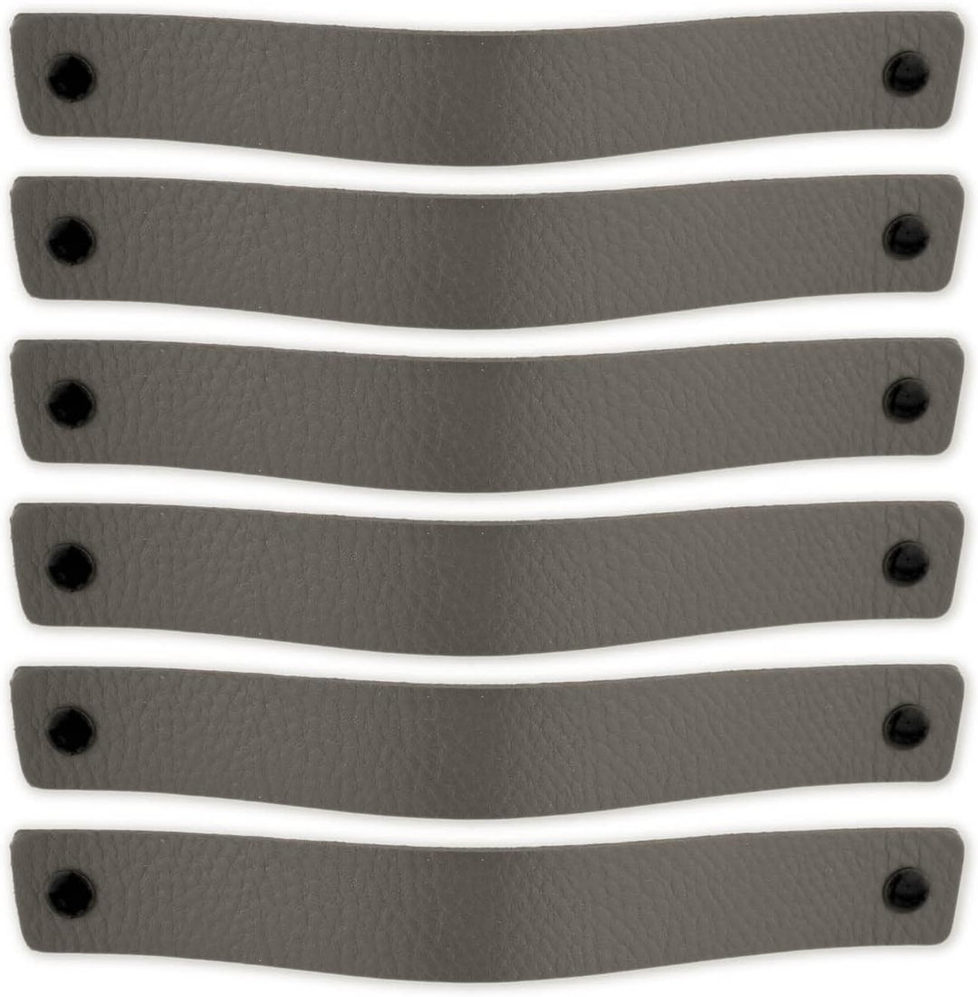 Brute Strength - Ledergriffe für Möbel - Grau - 6 Stück - 20 x 2,5 cm - Schrankgriff, Türgriff für K