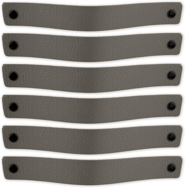 Brute Strength - Ledergriffe für Möbel - Grau - 6 Stück - 20 x 2,5 cm - Schrankgriff, Türgriff für K