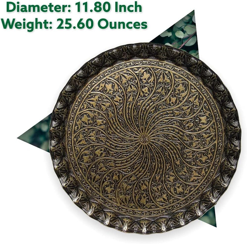 Alisveristime Türkisches osmanisches Serviertablett für Kaffee und Tee, 30 cm, gewelltes Zamak-Table