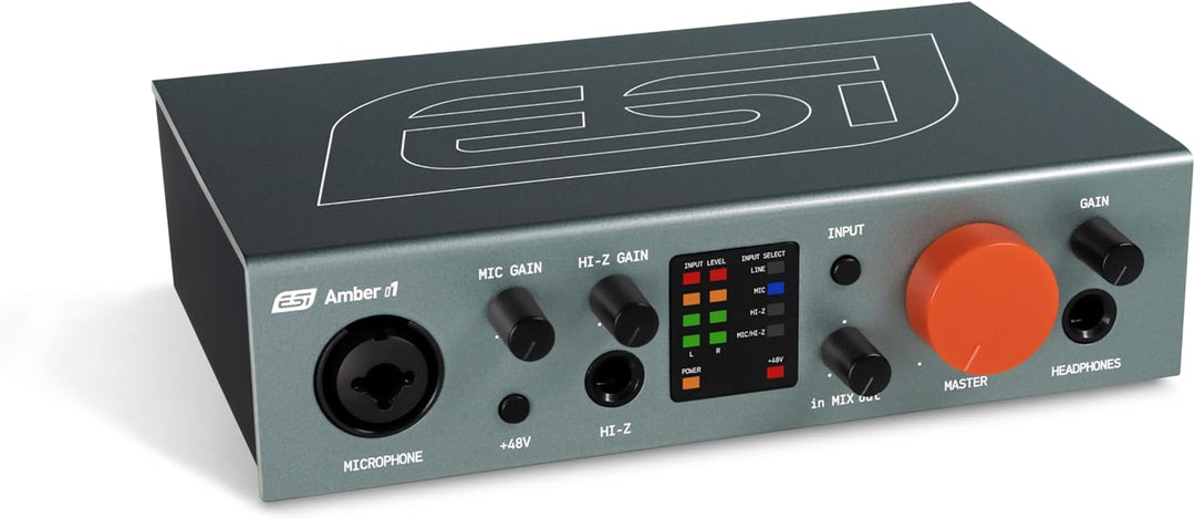 ESI Amber i1 | Professionelles 24-bit / 192 kHz USB Audio Interface mit 2 Eingängen und 2 Ausgängen