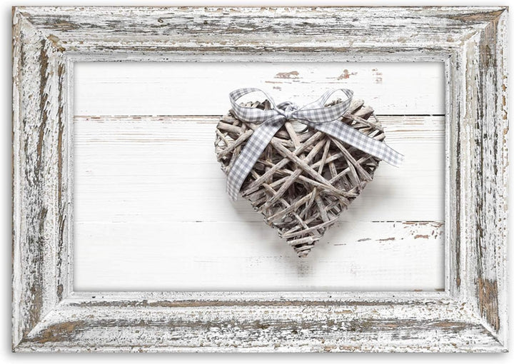 Feeby Vlies Leinwandbild Geflochtenes Herz Mit Schleife 120x80 cm Wanddeko Design Kunstdruck Zimmerd