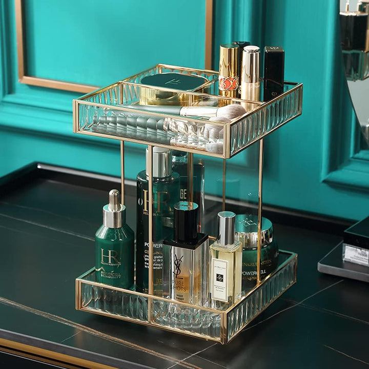 SLHEQING 360° drehbarer Kosmetik organizer, Grosse Kapazität Beauty Organizer, Glas Make Up Organize