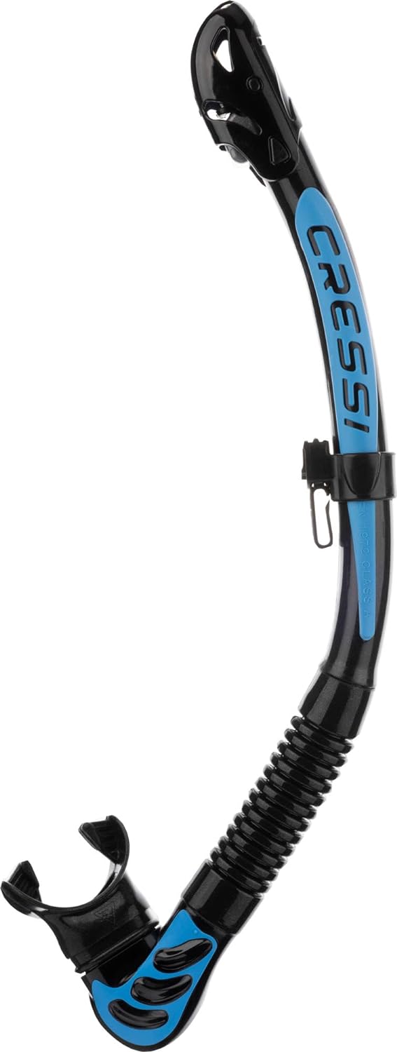 Cressi Alpha Ultra Dry - Schnorchel Trocken Ideal zum Schnorcheln, Apnoe und Tauchen Schwarz/Blau Al