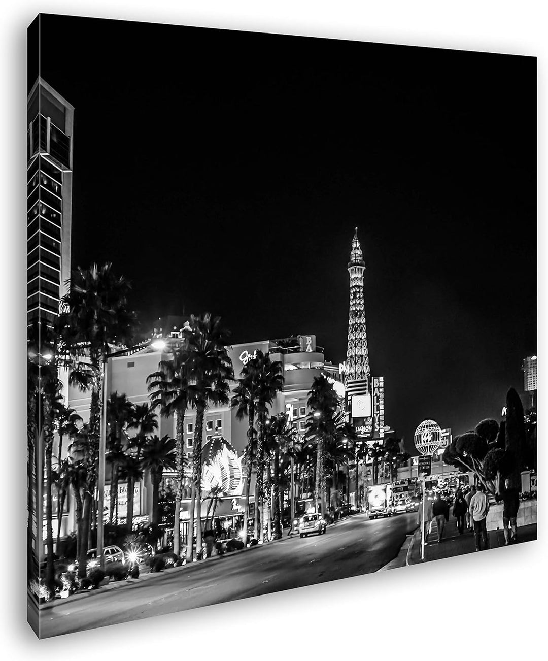 deyoli Innenstadt von Las Vegas bei Nacht Format: 70x70 Effekt: Schwarz&Weiss als Leinwandbild, Moti