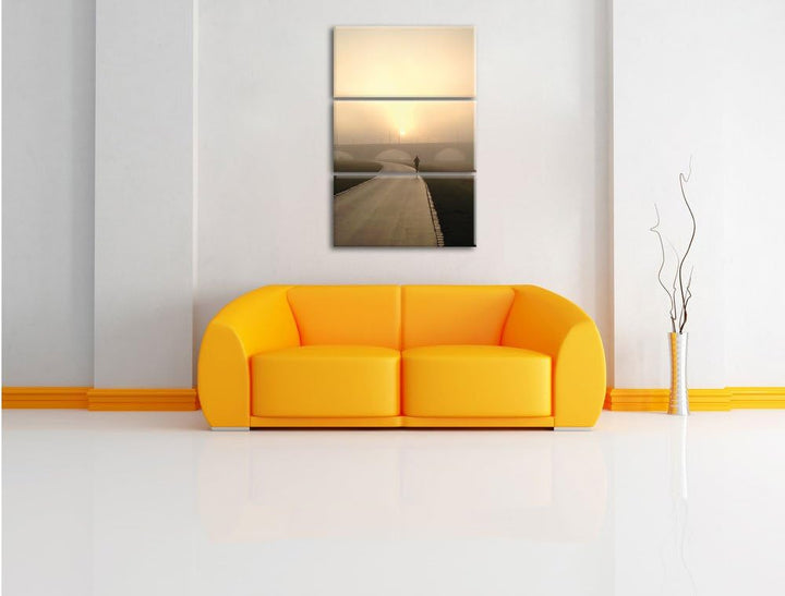 Pixxprint Läufer im Morgengrauen als Leinwandbild/Grösse: 3 Teilig (120x80) cm/Wandbild/Kunstdruck/f