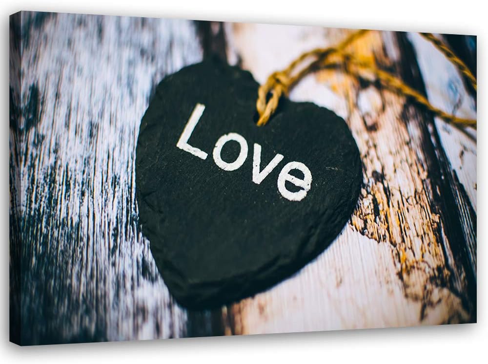 Feeby Wandbild Herz Druckbild Leinwandbild rustikal mehrfarbig 100x70 cm M14335 100x70 cm, M14335 10