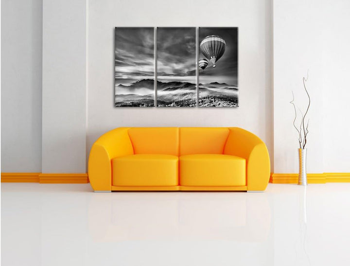 Pixxprint Heiss Luftballons Alpen als Leinwandbild/Grösse: 3 Teilig (120x80 cm) cm/Wandbild/Kunstdru