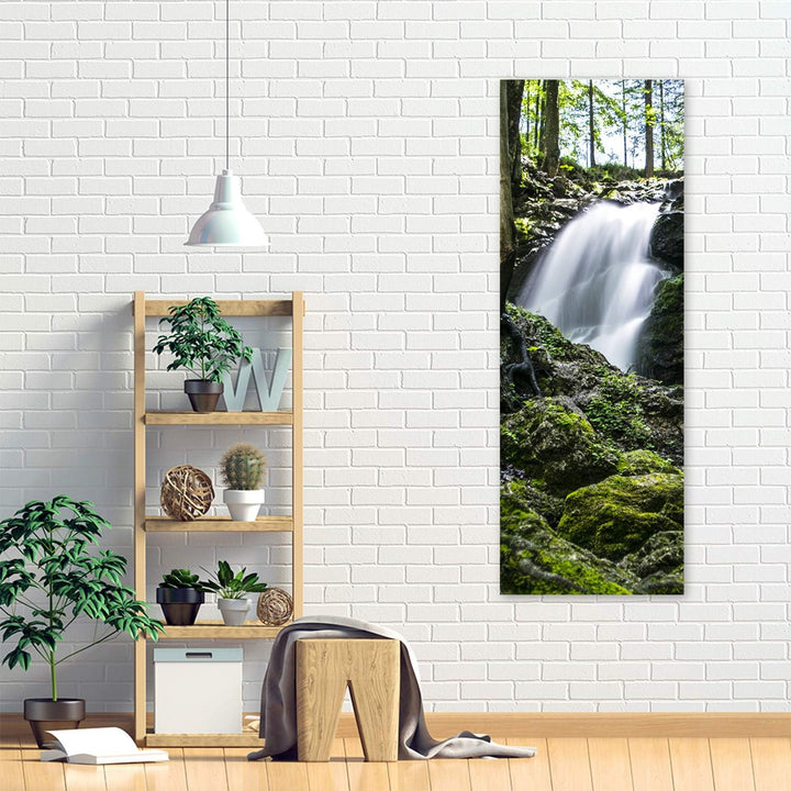 Feeby Vlies Leinwandbild Wasserfall Im Wald 60x150 cm Wand Bild Kunstdruck Deko Wohnzimmer Wohnungs