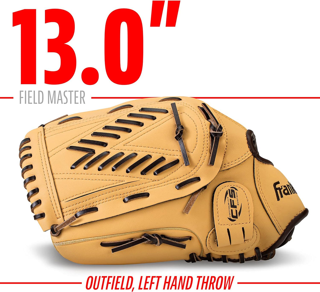 Franklin Sports Baseball + Softball Glove - Field Master Baseball + Softball Mitt - Adult + Youth Gl