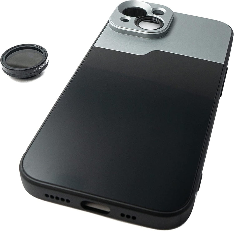 SYSTEM-S CPL Filter Circular Polarizer Linse mit Hülle in Schwarz für iPhone 14