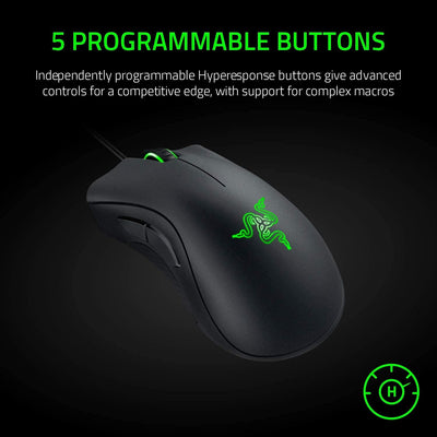 Razer DeathAdder Essential Gaming-Maus, optischer Sensor, 6400 DPI, 5 programmierbare Tasten, mechan