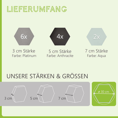 platino24 Akustikpaneele 12 Elemente Edition LOFT 3D I Ø 300mm Akustikplatten Schalldämmung Wand & D