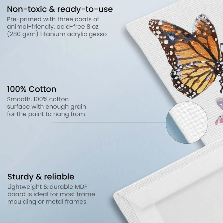 ARTEZA Leinwand auf Keilrahmen | 28cm x 35,5cm Grosspackung mit 14 | Weiss, Grundiert 100% Baumwolle