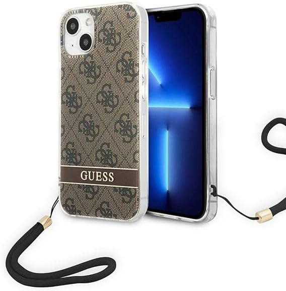 GUESS GUOHCP14MH4STW Hülle für iPhone 14 Plus 6,7" braun/Brown hardcase 4G Print Strap