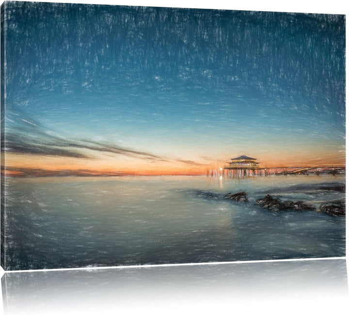 Pixxprint Timmendorfer Strand / 100x70cm Leinwandbild bespannt auf Holzrahmen/Wandbild Kunstdruck De