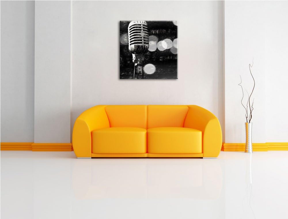 Pixxprint Mikrofon als Leinwandbild Quadratisch/Grösse: 70x70 / Wandbild/Kunstdruck/fertig bespannt,