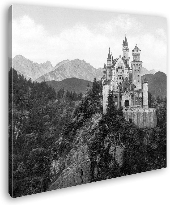 deyoli einladende Burg Neuschwanstein Format: 60x60 Effekt: Schwarz&Weiss als Leinwandbild, Motiv au