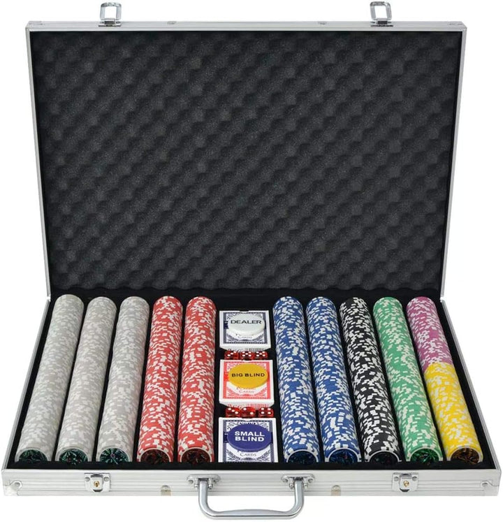 Festnight Poker Set mit 1 000 Laserchips Aluminiumkoffer 53 x 37 x 6,7 cm Pokerset