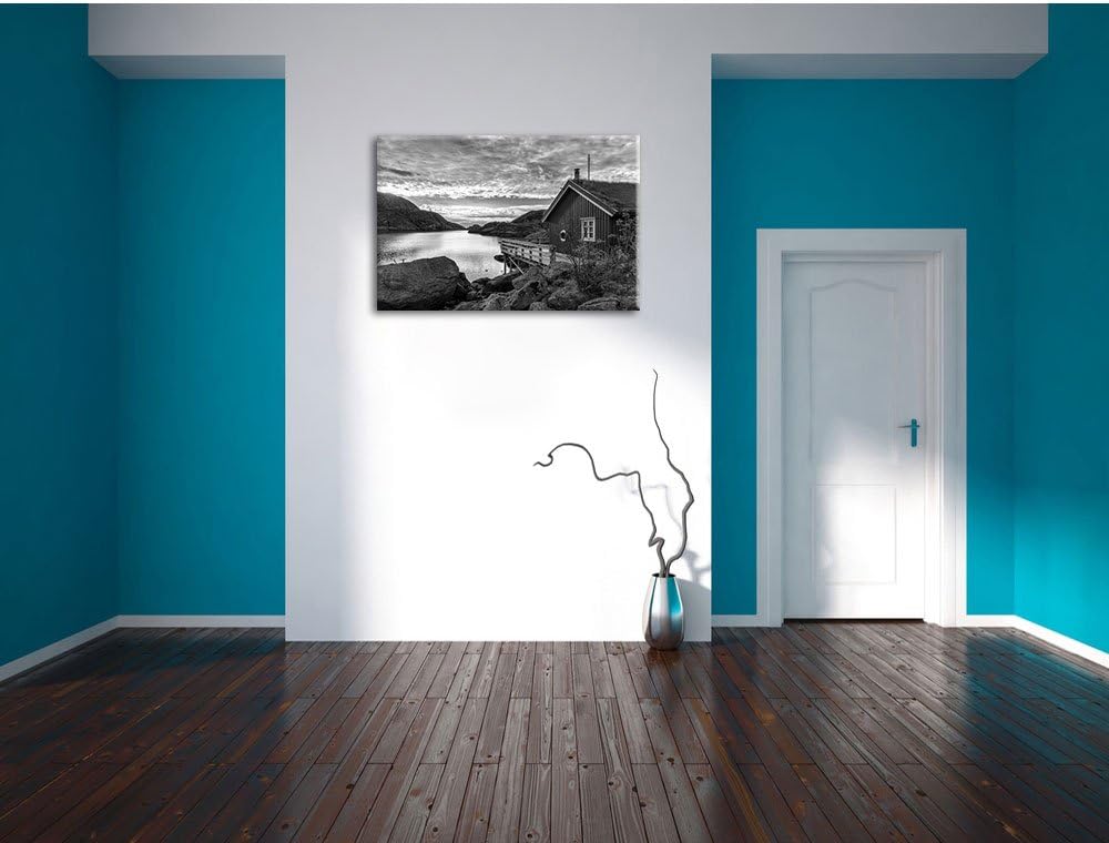 Pixxprint Sonnenaufgang am Fjord Norwegens als Leinwandbild/Grösse: 100x70 / Wandbild/Kunstdruck/fer