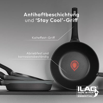 MasterPRO Gastro Reeco | 3er-Set Bratpfannen mit 20, 24 und 28 cm Durchmesser | Heatdot | Recycelter