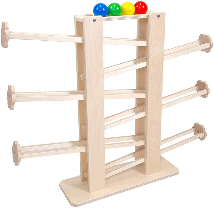 Hess Holzspielzeug 31129 - Kugelbahn aus Holz, zerlegbar, mit 4 Kugeln, handgefertigt, für Kleinkind