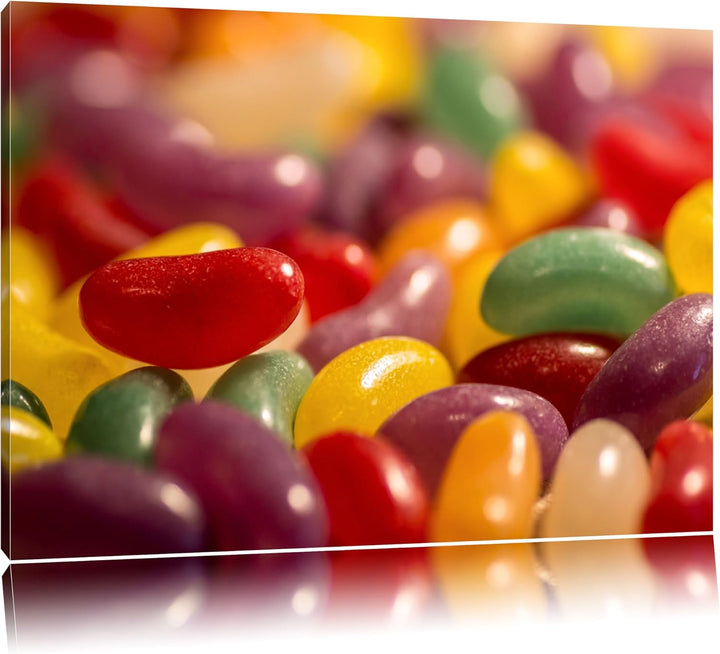Pixxprint Bunte Süssigkeiten auf Leinwand, XXL riesige Bilder fertig gerahmt mit Keilrahmen, Kunstdr
