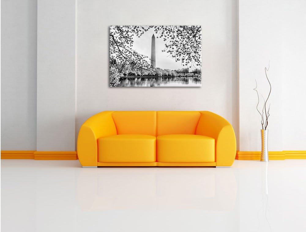 Pixxprint Monocrome, Jefferson Memorial, Format: 100x70 auf Leinwand, riesige Bilder fertig gerahmt
