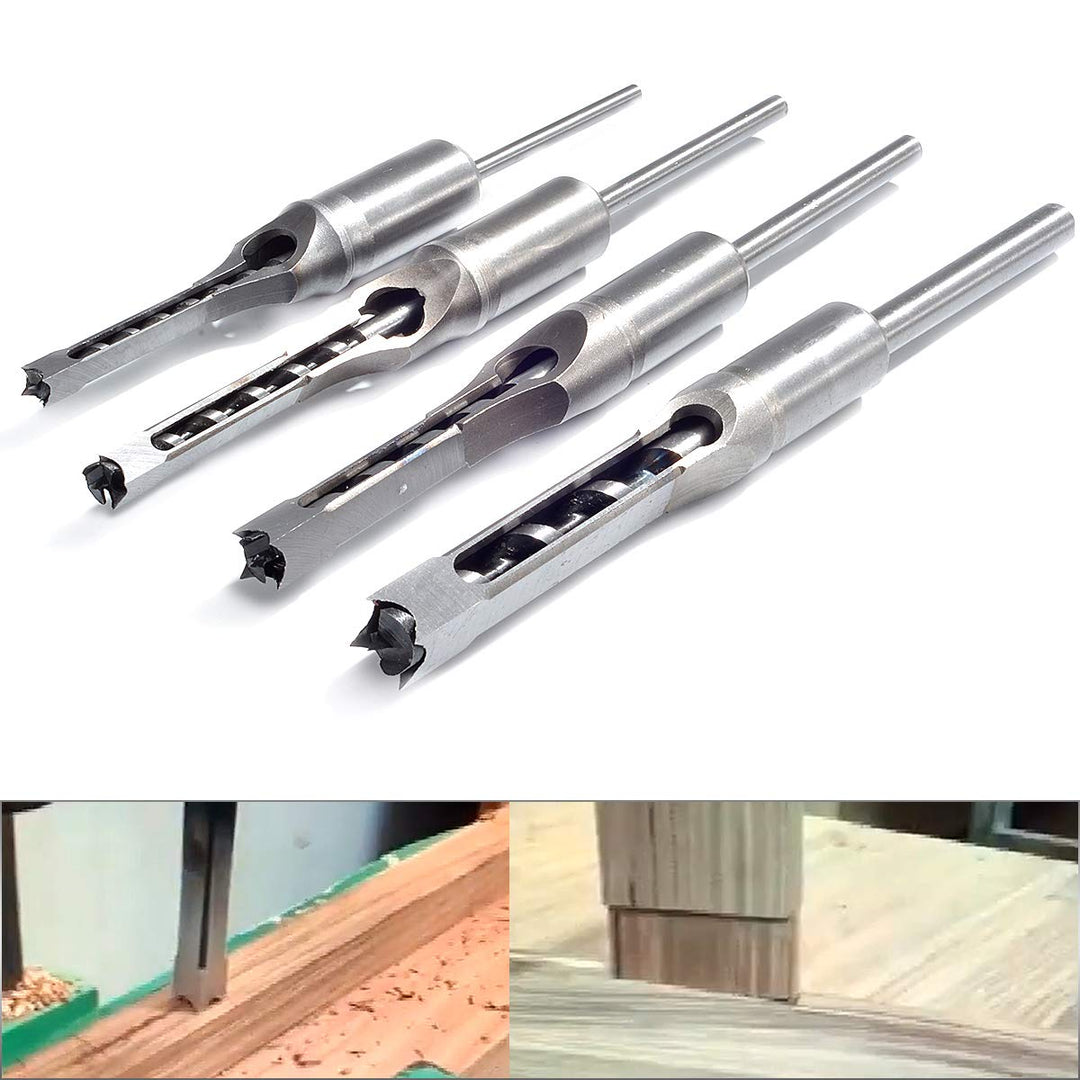 KATUR Vierkantbohrer-Set für Holzbearbeitung, 4 Stück, HSS-Holzbohrer, Meissel, Senker, Bohrer, Bohr
