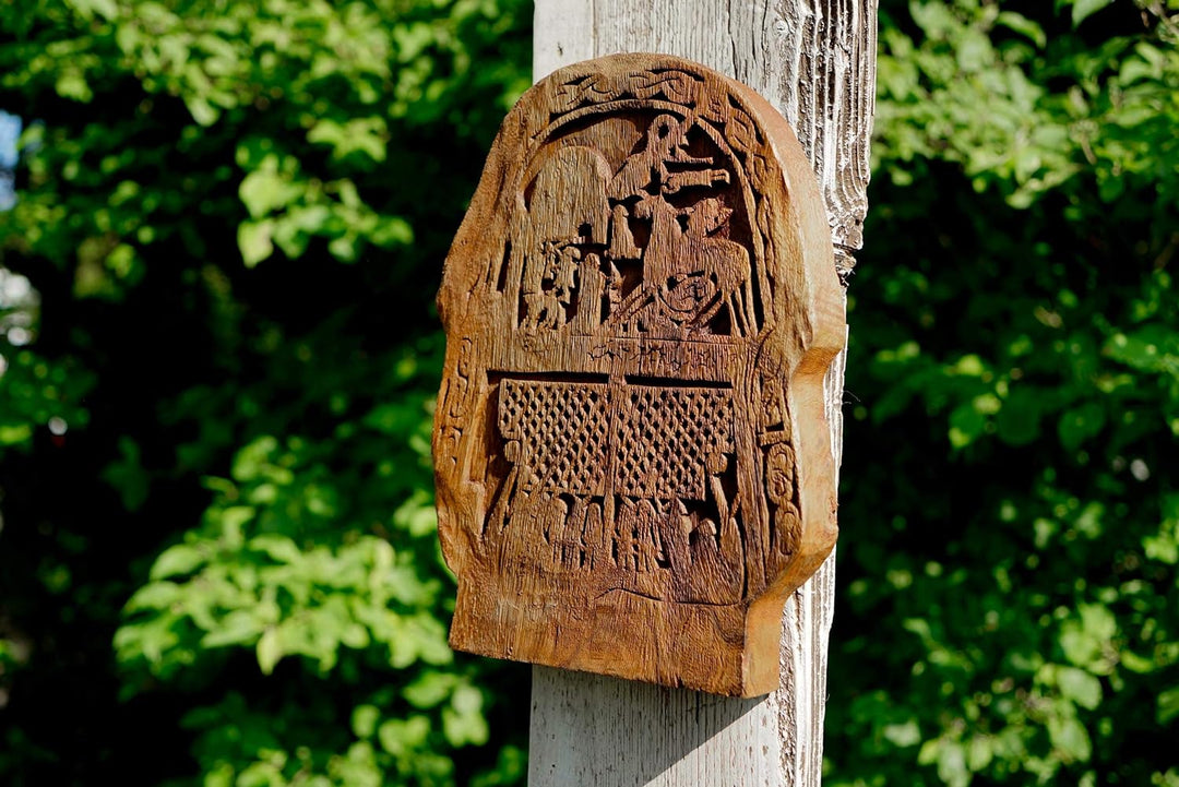 Windalf Wikinger Holzrelief Odin AUF Sleipnir 33 cm Vikings Bildstein Nordische Mythologie Tjängvide