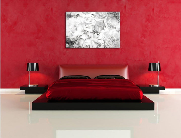 Pixxprint prachtvoller Blumenstrauss Kunst / 100x70cm Leinwandbild bespannt auf Holzrahmen/Wandbild