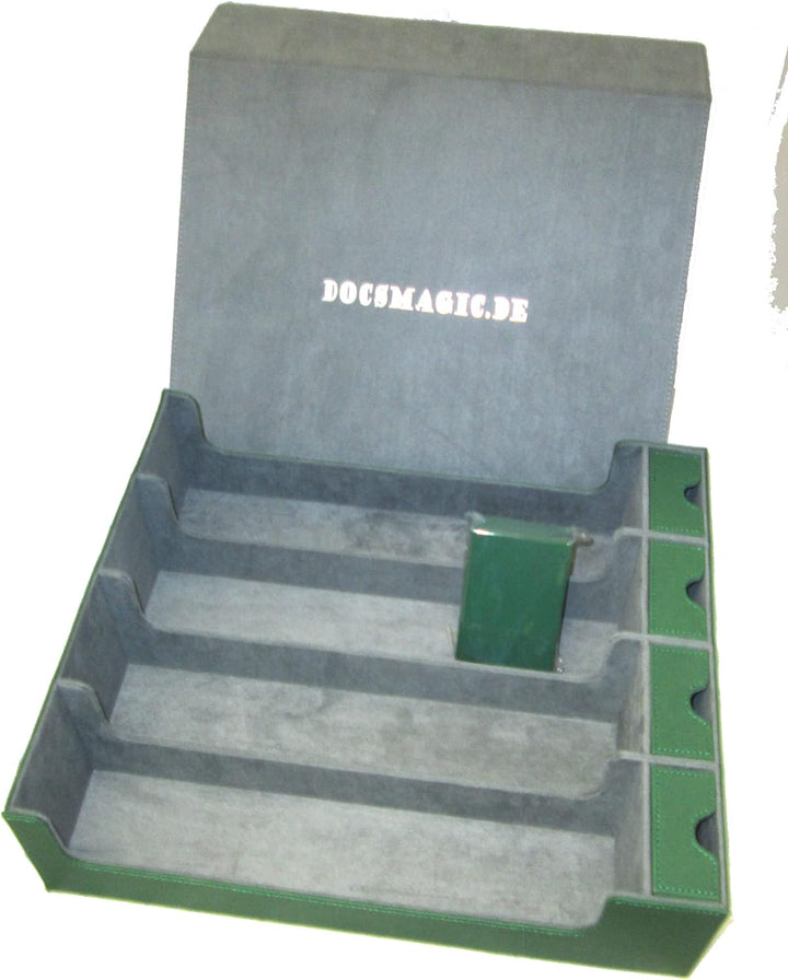 docsmagic.de Premium 4-Row Trading Card Storage Box Green + Trays & Divider - MTG PKM YGO - Aufbewah