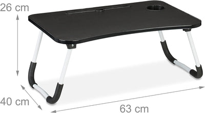 Relaxdays Laptoptisch für Couch, klappbar, Tablethalter, Getränkehalter, Betttisch, HxBxT 26 x 63 x