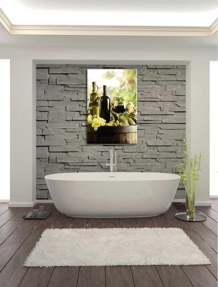 Weintrauben am Fass, Format: 100x70 auf Leinwand, XXL riesige Bilder fertig gerahmt mit Keilrahmen,