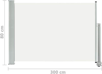 Tidyard Ausziehbare Seitenmarkise 80×300 cm Creme Sichtschutz Sonnenschutz Windschutz Seitenrollo Ma