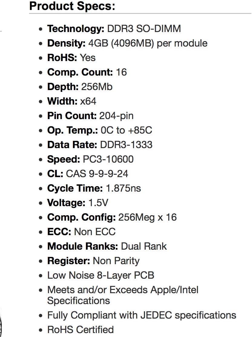 OWC 2 x 4 GB, 1333 MHz, DDR3, PC10600 8 GB DDR3 1333 MHz Speicher-Modul – Module Arbeitsspeicher (13