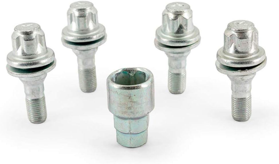 H&R Felgenschloss-Set M12x1.25x36mm Flachbund - 4 Felgenschloss-Schrauben inkl. Adapter
