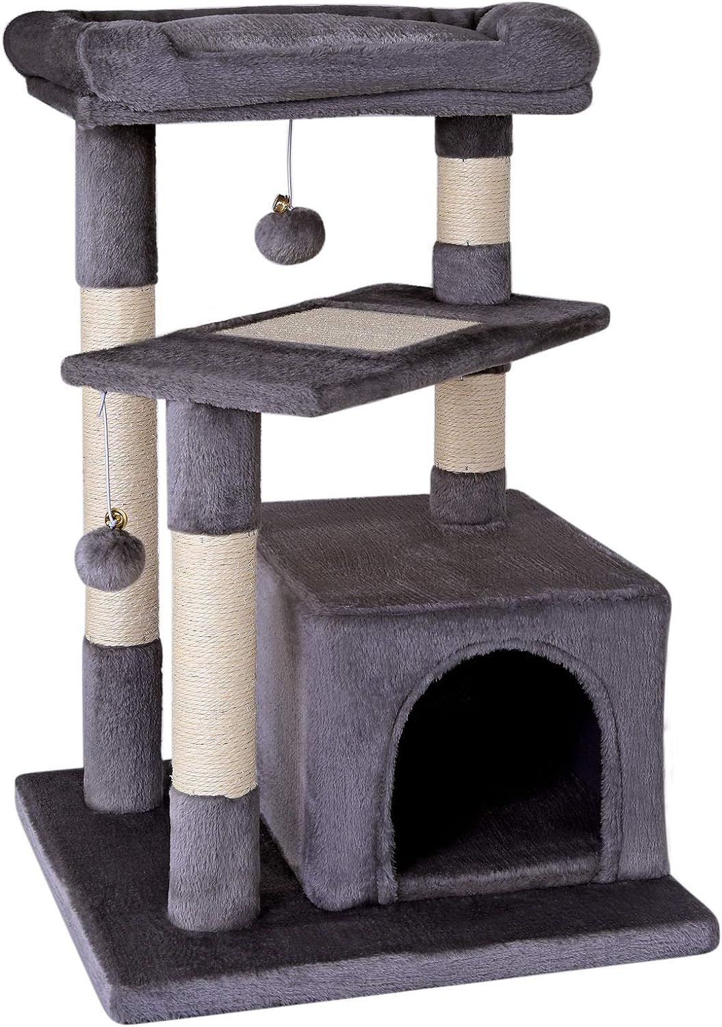 lionto Kratzbaum Kletterbaum Katzenkratzbaum Katzenbaum Höhe 75 cm, dunkelgrau, Dunkelgrau